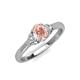 3 - Gianna 7x5 mm Oval Shape Morganite and Round Lab Grown Diamond Three Stone Engagement Ring 