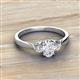 2 - Gianna 7x5 mm Oval Shape White Sapphire and Round Lab Grown Diamond Three Stone Engagement Ring 