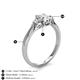 4 - Gianna 7x5 mm Oval Shape White Sapphire and Round Lab Grown Diamond Three Stone Engagement Ring 