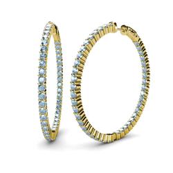 Carisa ctw Inside Outside Round Aquamarine Eternity Hoop Earrings Round Aquamarine ctw Four Prong Inside Outside Women Eternity Hoop Earrings K Yellow Gold