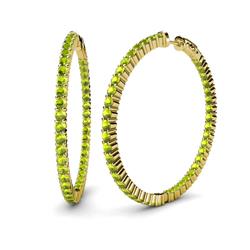 Carisa ctw Inside Outside Round Peridot Eternity Hoop Earrings Round Peridot ctw Four Prong Inside Outside Women Eternity Hoop Earrings K Yellow Gold