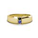 1 - Ethan 3.00 mm Round Black Diamond and Tanzanite 2 Stone Men Wedding Ring 