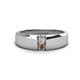 1 - Ethan 3.00 mm Round Forever One Moissanite and Smoky Quartz 2 Stone Men Wedding Ring 