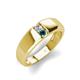 3 - Ethan 3.00 mm Round Forever Brilliant Moissanite and Blue Diamond 2 Stone Men Wedding Ring 