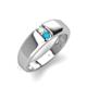 3 - Ethan 3.00 mm Round Opal and Turquoise 2 Stone Men Wedding Ring 