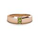 1 - Ethan 3.00 mm Round Peridot 2 Stone Men Wedding Ring 