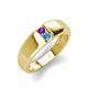 3 - Ethan 3.00 mm Round Amethyst and Blue Topaz 2 Stone Men Wedding Ring 