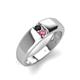 3 - Ethan 3.00 mm Round Black Diamond and Pink Tourmaline 2 Stone Men Wedding Ring 