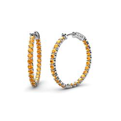 Carisa ctw Inside Outside Round Citrine Eternity Hoop Earrings Round Citrine ctw Four Prong Inside Outside Women Eternity Hoop Earrings K White Gold