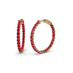 Carisa ctw Inside Outside Round Ruby Eternity Hoop Earrings Round Ruby ctw Four Prong Inside Outside Women Eternity Hoop Earrings K Rose Gold