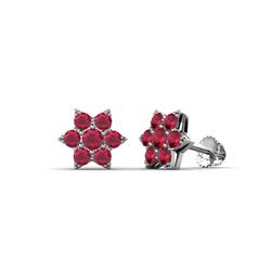 Amora Ruby Flower Earrings Ruby Womens Flower Earrings ctw K White Gold