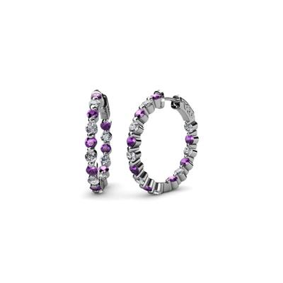 Estella Amethyst and Diamond Hoop Earrings