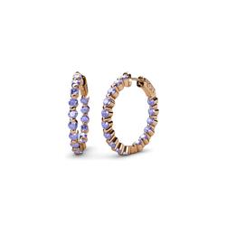Estella Tanzanite Hoop Earrings Tanzanite Inside Out Womens Hoop Earrings ctw K Rose Gold