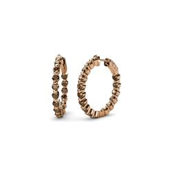 Estella Smoky Quartz Hoop Earrings Smoky Quartz Inside Out Womens Hoop Earrings ctw K Rose Gold