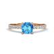 1 - Aurin 6.00 mm Cushion Shape Blue Topaz and Diamond Engagement Ring 