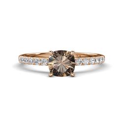 Aurin Cushion Shape Smoky Quartz and Diamond Engagement Ring Cushion Shape Smoky Quartz and Diamond ctw Tiger Claw Set Four Prong Women Engagement Ring K Rose Gold