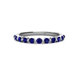 Venice Round Blue Sapphire Stone Wedding Band Round Blue Sapphire ctw Stone Women Wedding Band Stackable K White Gold