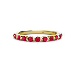 Venice Round Ruby Stone Wedding Band Round Ruby ctw Stone Women Wedding Band Stackable K Yellow Gold