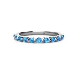 Venice Round Blue Topaz Stone Wedding Band Round Blue Topaz ctw Stone Women Wedding Band Stackable K White Gold