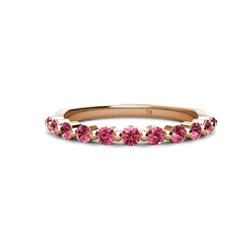 Venice Round Pink Tourmaline Stone Wedding Band Round Pink Tourmaline ctw Stone Women Wedding Band Stackable K Rose Gold