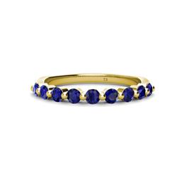 Venice Round Blue Sapphire Stone Wedding Band Round Blue Sapphire ctw Stone Women Wedding Band Stackable K Yellow Gold