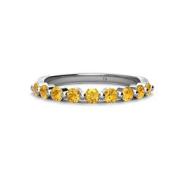 Venice Round Citrine Stone Wedding Band Round Citrine ctw Stone Women Wedding Band Stackable K White Gold