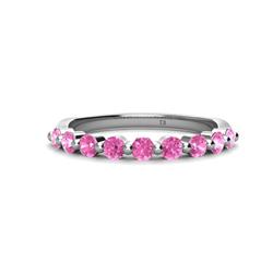 Venice Round Pink Sapphire Stone Wedding Band Round Pink Sapphire ctw Stone Women Wedding Band Stackable K White Gold