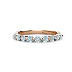 Venice Round Aquamarine Stone Wedding Band Round Aquamarine ctw Stone Women Wedding Band Stackable K Rose Gold