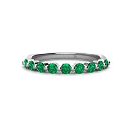 Venice Round Emerald Stone Wedding Band Round Emerald ctw Stone Women Wedding Band Stackable K White Gold