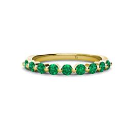 Venice Round Emerald Stone Wedding Band Round Emerald ctw Stone Women Wedding Band Stackable K Yellow Gold