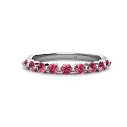 Venice Round Pink Tourmaline Stone Wedding Band Round Pink Tourmaline ctw Stone Women Wedding Band Stackable K White Gold