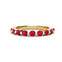 Venice Round Ruby Stone Wedding Band Round Ruby ctw Stone Women Wedding Band Stackable K Yellow Gold