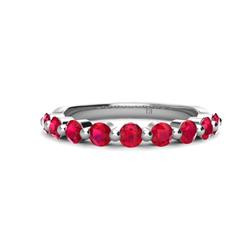 Venice Round Ruby Stone Wedding Band Round Ruby ctw Stone Women Wedding Band Stackable Platinum