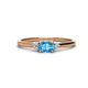 1 - Vera 6x4 mm Oval Shape Blue Topaz and Round Diamond Promise Ring 