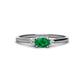 1 - Vera 6x4 mm Oval Shape Emerald and Round Diamond Promise Ring 