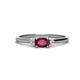 1 - Vera 6x4 mm Oval Shape Rhodolite Garnet and Round Diamond Promise Ring 