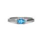 1 - Vera 6x4 mm Oval Shape Blue Topaz and Round Diamond Promise Ring 