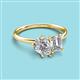 3 - Nadya Pear Shape IGI Certified Lab Grown Diamond & Emerald Shape GIA Certified Diamond 2 Stone Duo Ring 