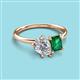 3 - Nadya Pear Shape IGI Certified Lab Grown Diamond & Emerald Shape Emerald 2 Stone Duo Ring 