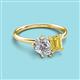 3 - Nadya Pear Shape IGI Certified Lab Grown Diamond & Emerald Shape Yellow Sapphire 2 Stone Duo Ring 