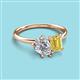 3 - Nadya Pear Shape IGI Certified Lab Grown Diamond & Emerald Shape Yellow Sapphire 2 Stone Duo Ring 