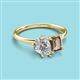 3 - Nadya Pear Shape IGI Certified Lab Grown Diamond & Emerald Shape Smoky Quartz 2 Stone Duo Ring 