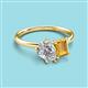 3 - Nadya Pear Shape IGI Certified Lab Grown Diamond & Emerald Shape Citrine 2 Stone Duo Ring 