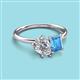 3 - Nadya Pear Shape IGI Certified Lab Grown Diamond & Emerald Shape Blue Topaz 2 Stone Duo Ring 