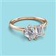 3 - Nadya Pear Shape IGI Certified Lab Grown Diamond & Emerald Shape White Sapphire 2 Stone Duo Ring 