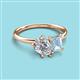 3 - Nadya Pear Shape IGI Certified Lab Grown Diamond & Emerald Shape Aquamarine 2 Stone Duo Ring 