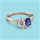 3 - Nadya Pear Shape IGI Certified Lab Grown Diamond & Emerald Shape Iolite 2 Stone Duo Ring 