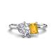 1 - Nadya Pear Shape IGI Certified Lab Grown Diamond & Emerald Shape Citrine 2 Stone Duo Ring 