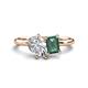 1 - Nadya Pear Shape IGI Certified Lab Grown Diamond & Emerald Shape Lab Created Alexandrite 2 Stone Duo Ring 