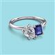 3 - Nadya Pear Shape IGI Certified Lab Grown Diamond & Emerald Shape Iolite 2 Stone Duo Ring 